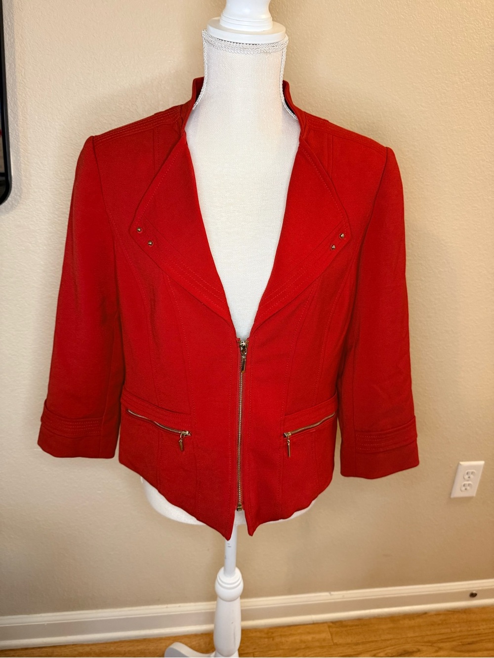 Whitehouse Blackmarket Red Women's Zip-Front Jacket